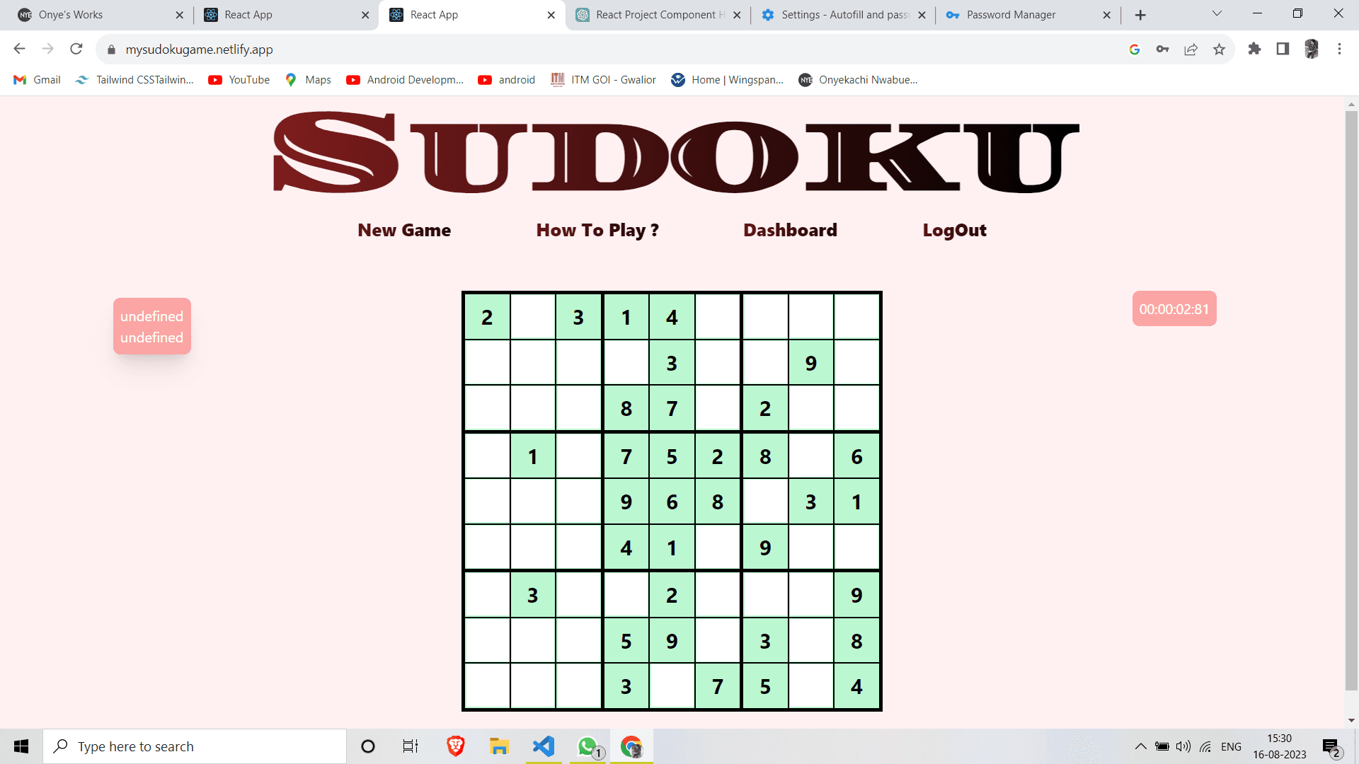 Sudoku Master - React.js Web Application